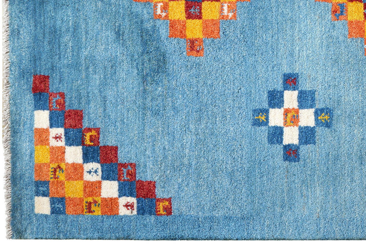 TEPPICH Gabbeh Sonnat Blau 194/153 cm Schurwolle - Blau, Textil (153/194cm) - Looma