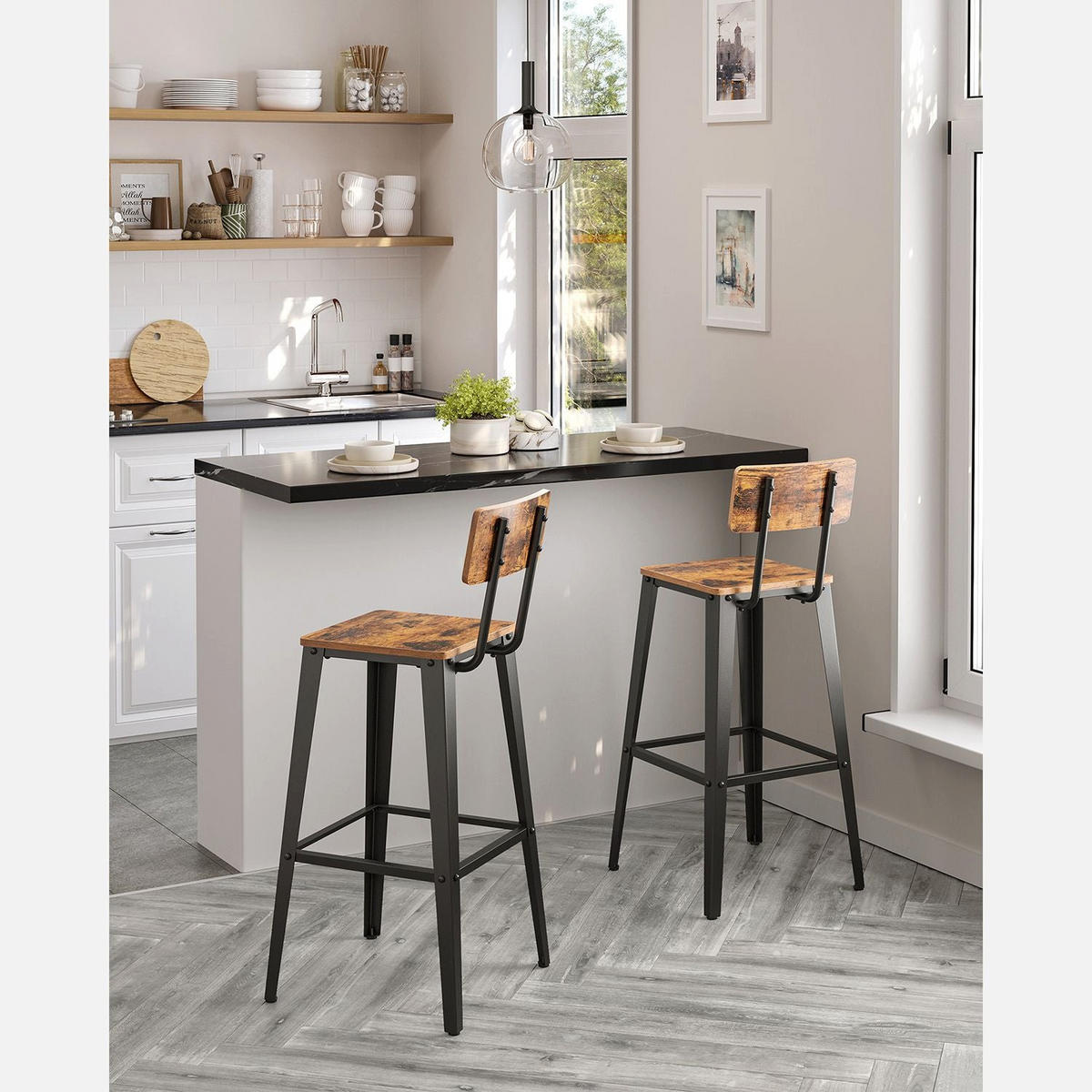 BARHOCKER BEIJING 2ER-SET - Braun, Metall (45.4/102.2/45.4cm) - Hansiro