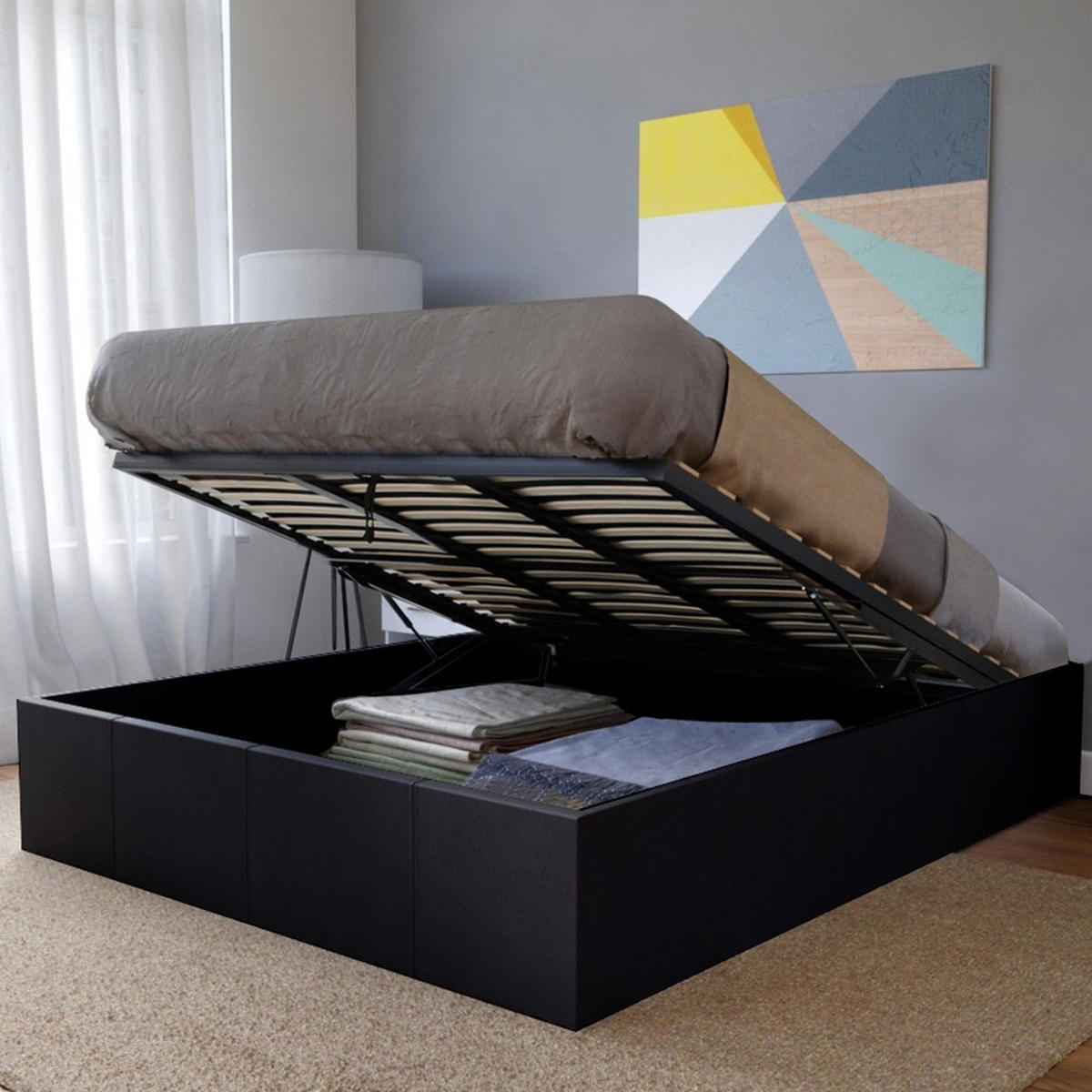 BETT TORINO 160x200 mit Lattenrost - Schwarz - Schwarz, Holzwerkstoff (160/200cm) - Weber Industries