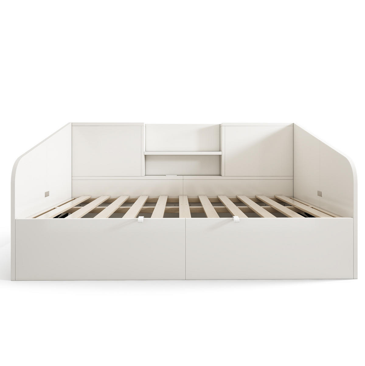 DENNÁ posteľ z MDF a masívneho dreva 90x190 cm biela s USB/Type-C nabíjaním a úložným priestorom - biela, kompozitné drevo (90/190cm) - Modfu