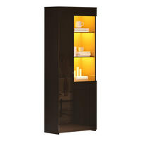 VITRINE 70x35x180 cm Schwarz mit LED und Schubladen - Schwarz, Holzwerkstoff (70/180/35cm) - FLIEKS
