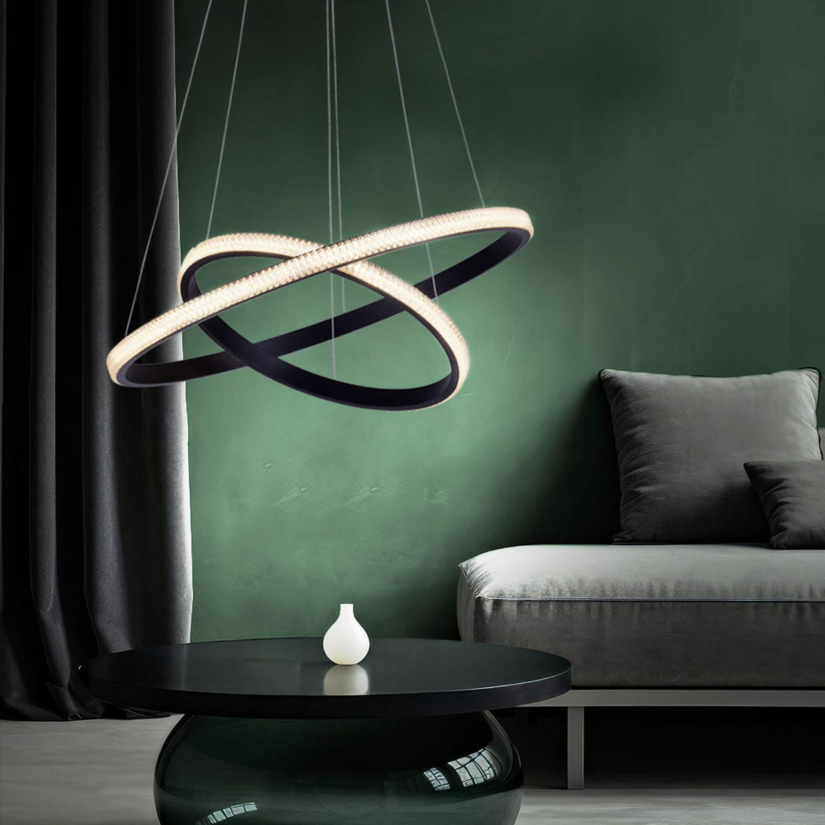 LED HÄNGELEUCHTE MUSA Schwarz Kristalloptik - Schwarz, Metall (61/61/120cm)