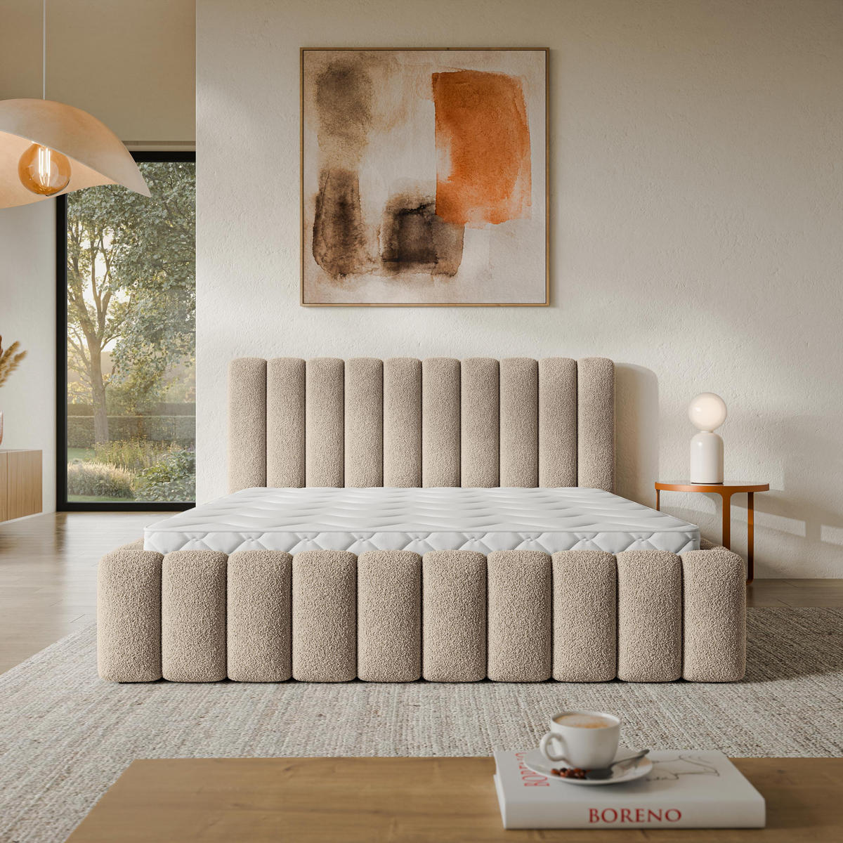 ČALOUNĚNÁ Postel TEBA 140x200 cm Béžová - béžová, kompozitní dřevo/textil (140/200cm) - MASSENO