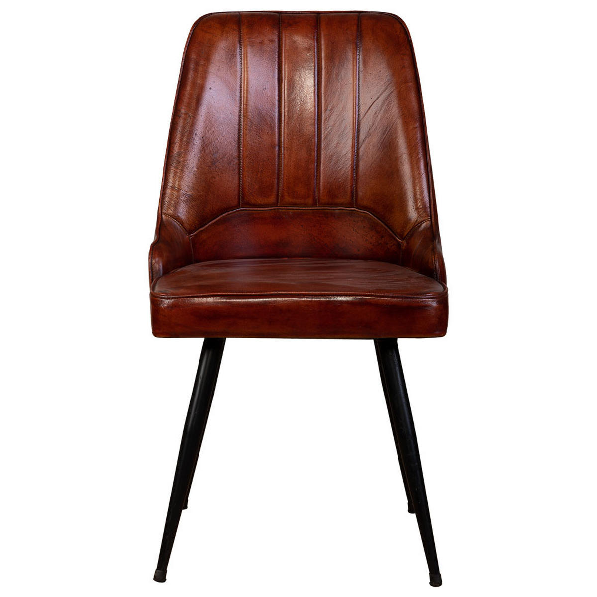STUHL mit braunem Lederbezug, 51x58x91 cm - Braun, Metall (51/91/58cm) - Wanderlust