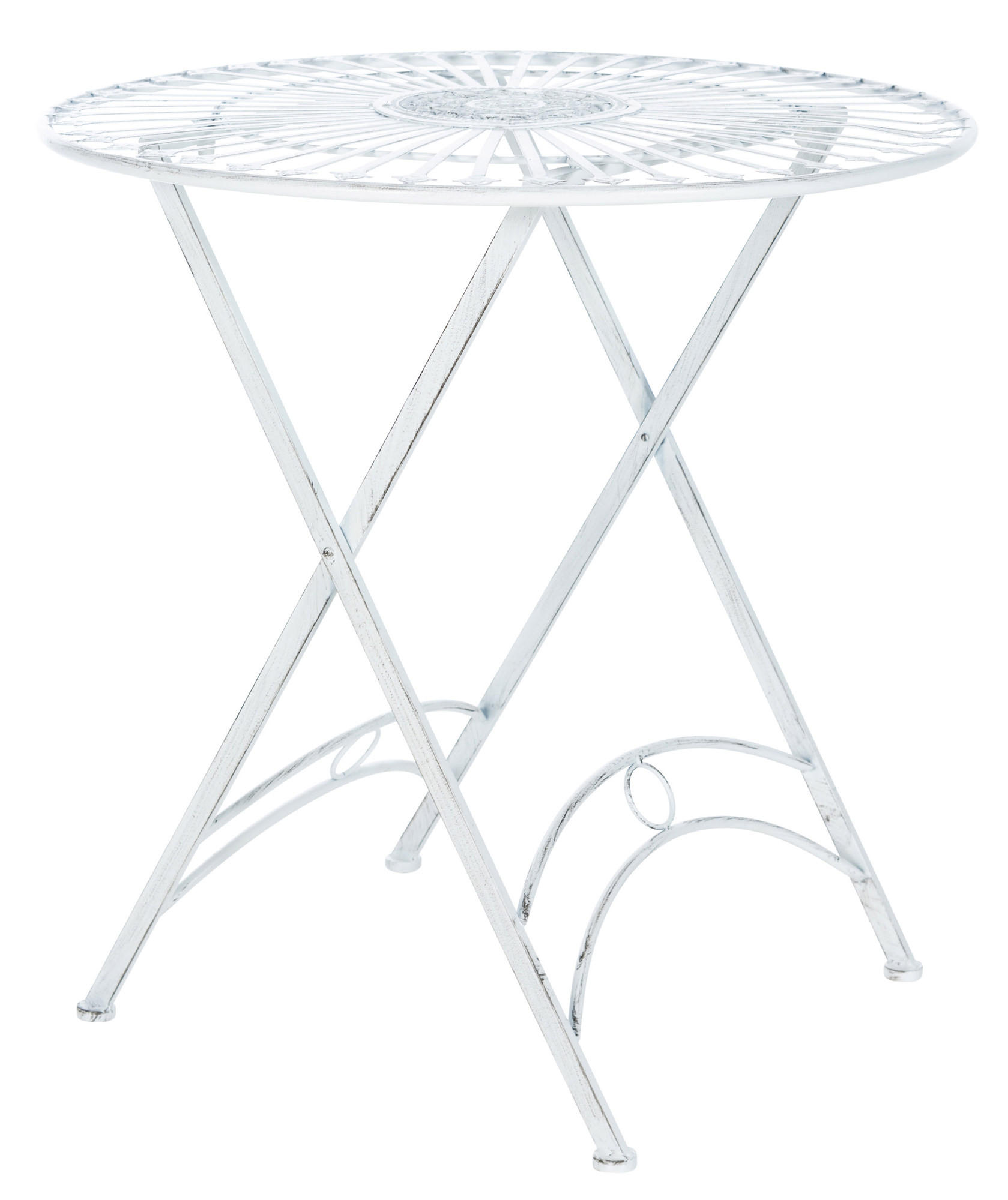 GARTENTISCH rund Metall antik weiß - Weiß, Metall (71/71/71cm) - CLP