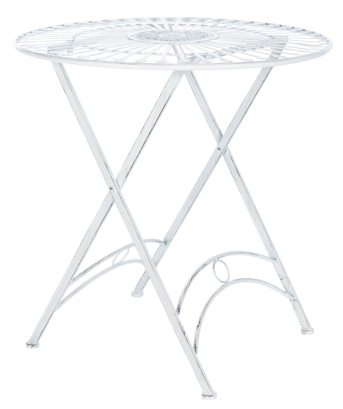GARTENTISCH rund Metall antik weiß - Weiß, Metall (71/71/71cm) - CLP