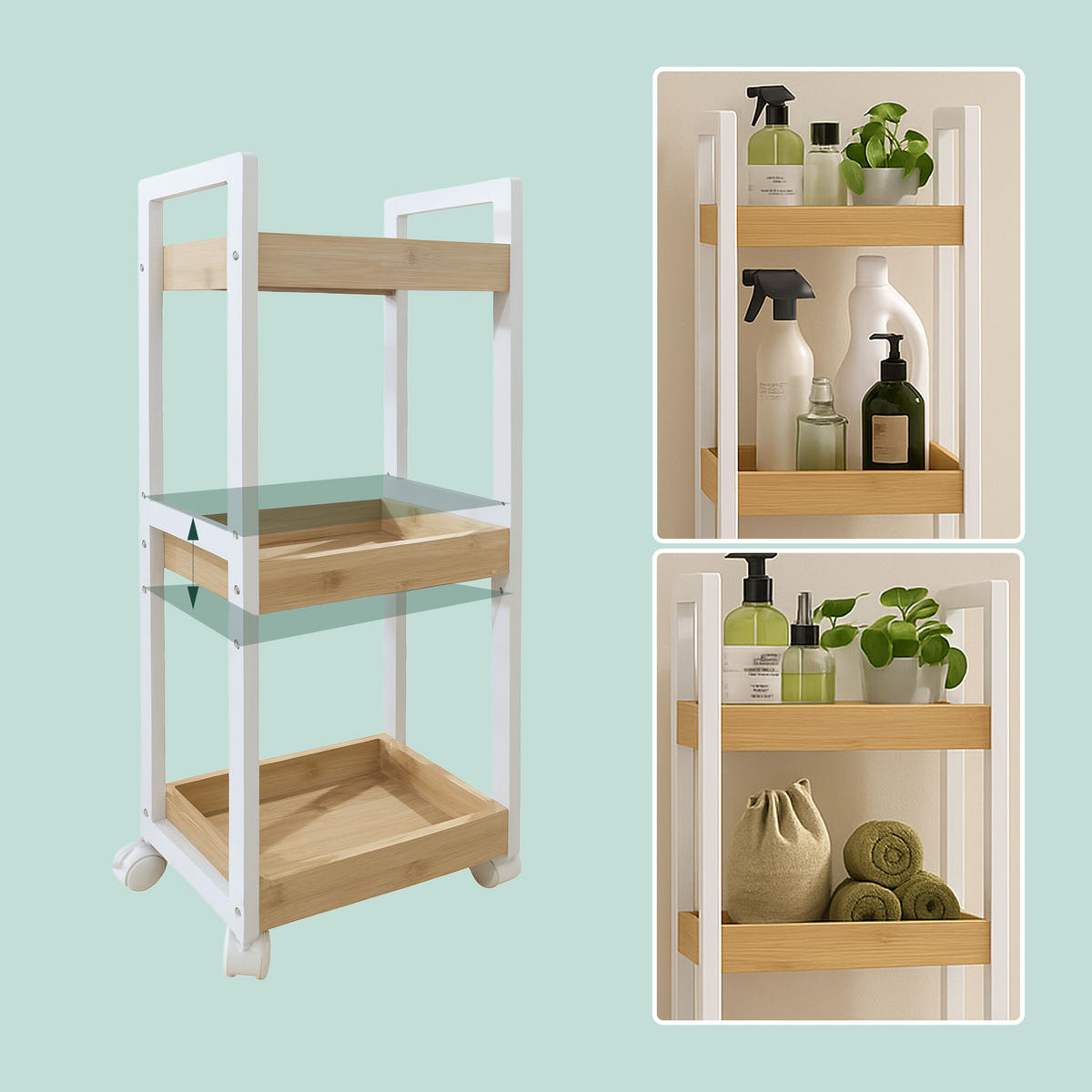 ROLLWAGEN - Multicolor, Holz/Holzwerkstoff (30/80/20cm) - Relaxdays