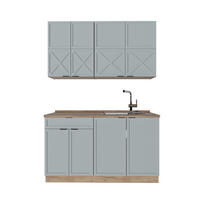 SINGLEKÜCHE Fame-Line Hellblau-grau/Goldkraft Eiche 140 cm, AP Eiche - Honigeiche/Blaugrau, Holzwerkstoff (140/81.6/60cm) - Vicco