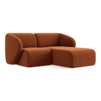 ECKSOFA Rechts Samt Stoff Orange - Terracotta/Schwarz, Holzwerkstoff/Kunststoff (178/166cm) - Makamii