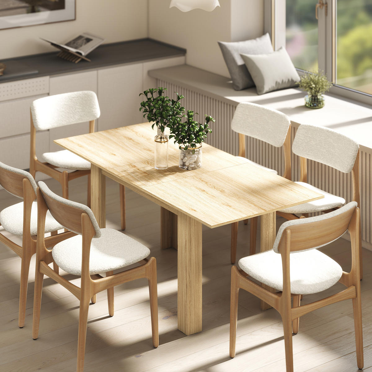 AUSZIEHTISCH Eichefarben Ausziehbar 140-180/80/75 cm - Naturfarben, Holz (80/180/75cm) - PANGIVO