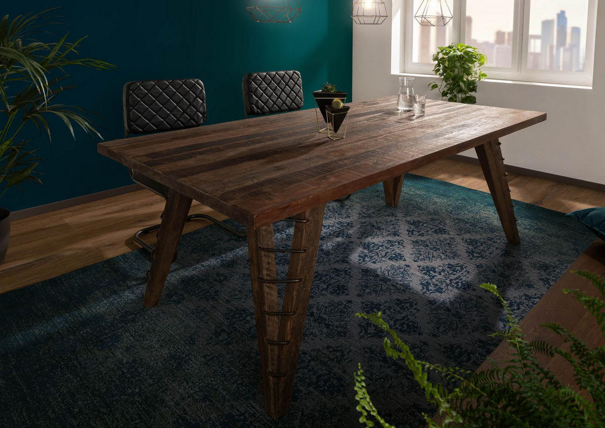 ESSTISCH Mixwood Teak 200x100 natur lackiert BASSANO #131 - Naturfarben, Holz (200/100/78cm) - Massivmoebel24