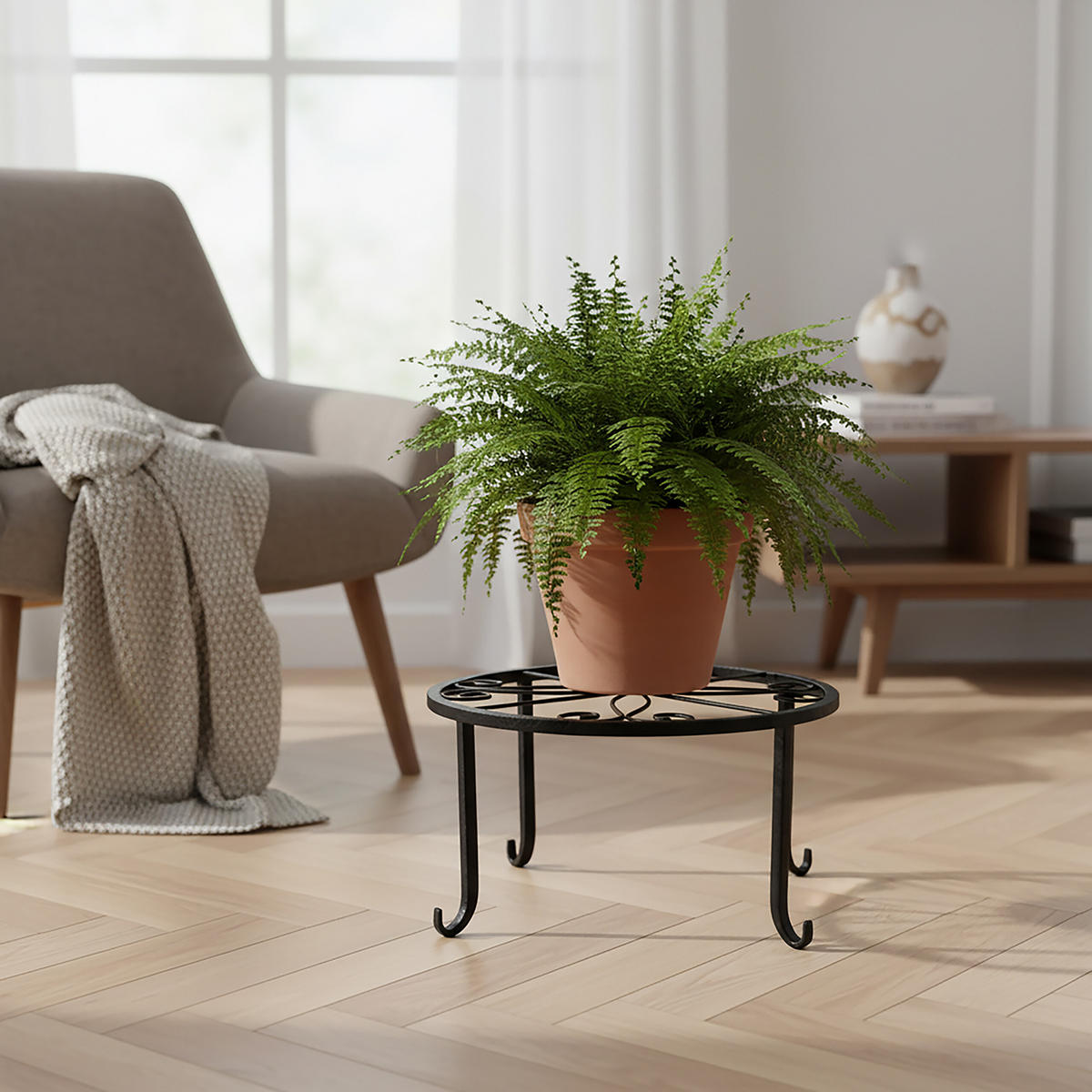 2XBLUMENSTÄNDER - Schwarz, Metall (23/11/23cm) - Relaxdays