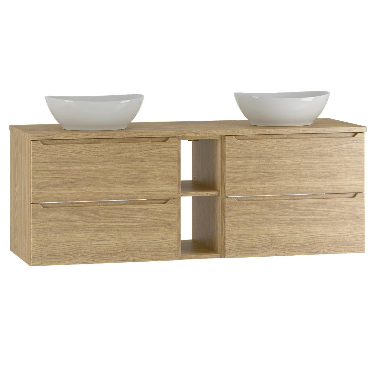 DOPPELWASCHTISCH 140.6cm Viggo Holz - Braun, Holzwerkstoff (140.6/52.2/46.5cm) - Petits-meubles