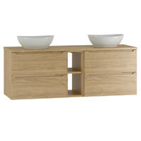 DOPPELWASCHTISCH 140.6cm Viggo Holz - Braun, Holzwerkstoff (140.6/52.2/46.5cm) - Petits-meubles