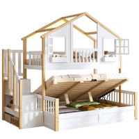 ETAGENBETT 140/200 cm weiß aus Kiefer mit LED und Stauraumtreppe - Weiß, Holzwerkstoff (90/200cm) - OKWISH