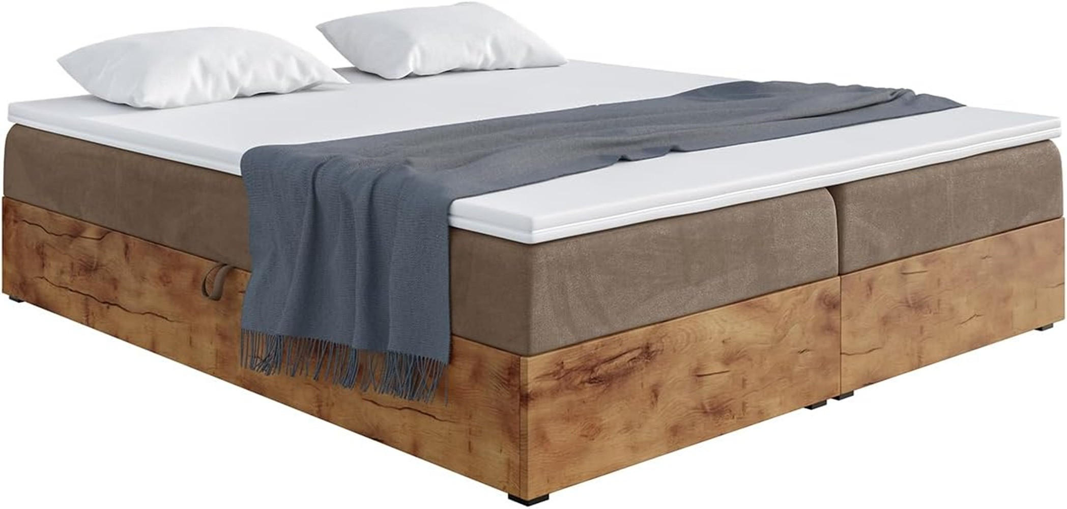BOXSPRINGBETT LOFTY BOX - Braun, Holzwerkstoff (200/220cm) - Meblini