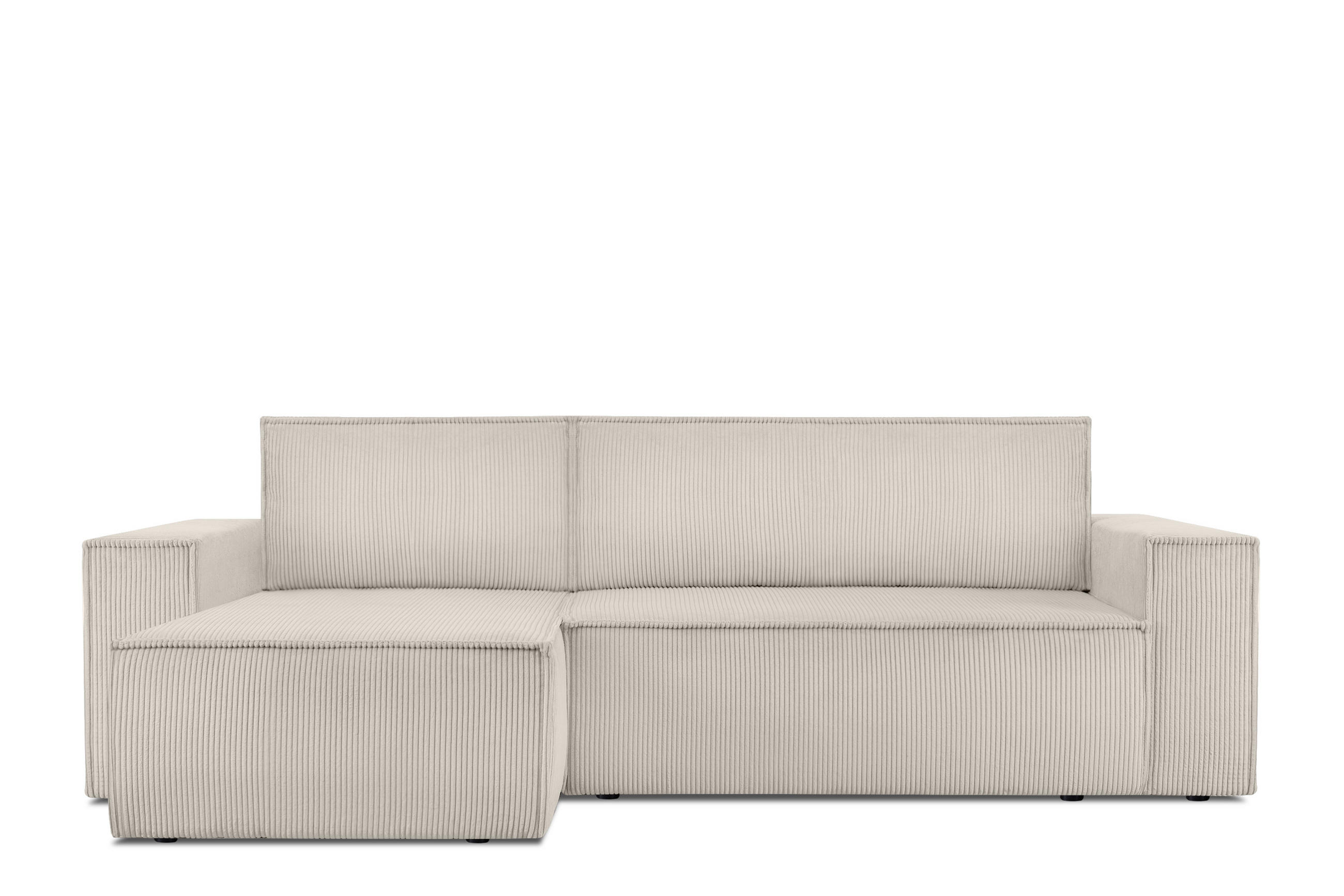 ECKSOFA-LINKS/RECHTS NAPI Schlaffunktion mit Cordbezug, cremig - Creme/Schwarz, Textil (262/148cm) - KONSIMO®