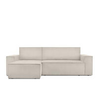 ECKSOFA-LINKS/RECHTS NAPI Schlaffunktion mit Cordbezug, cremig - Creme/Schwarz, Textil (262/148cm) - KONSIMO®