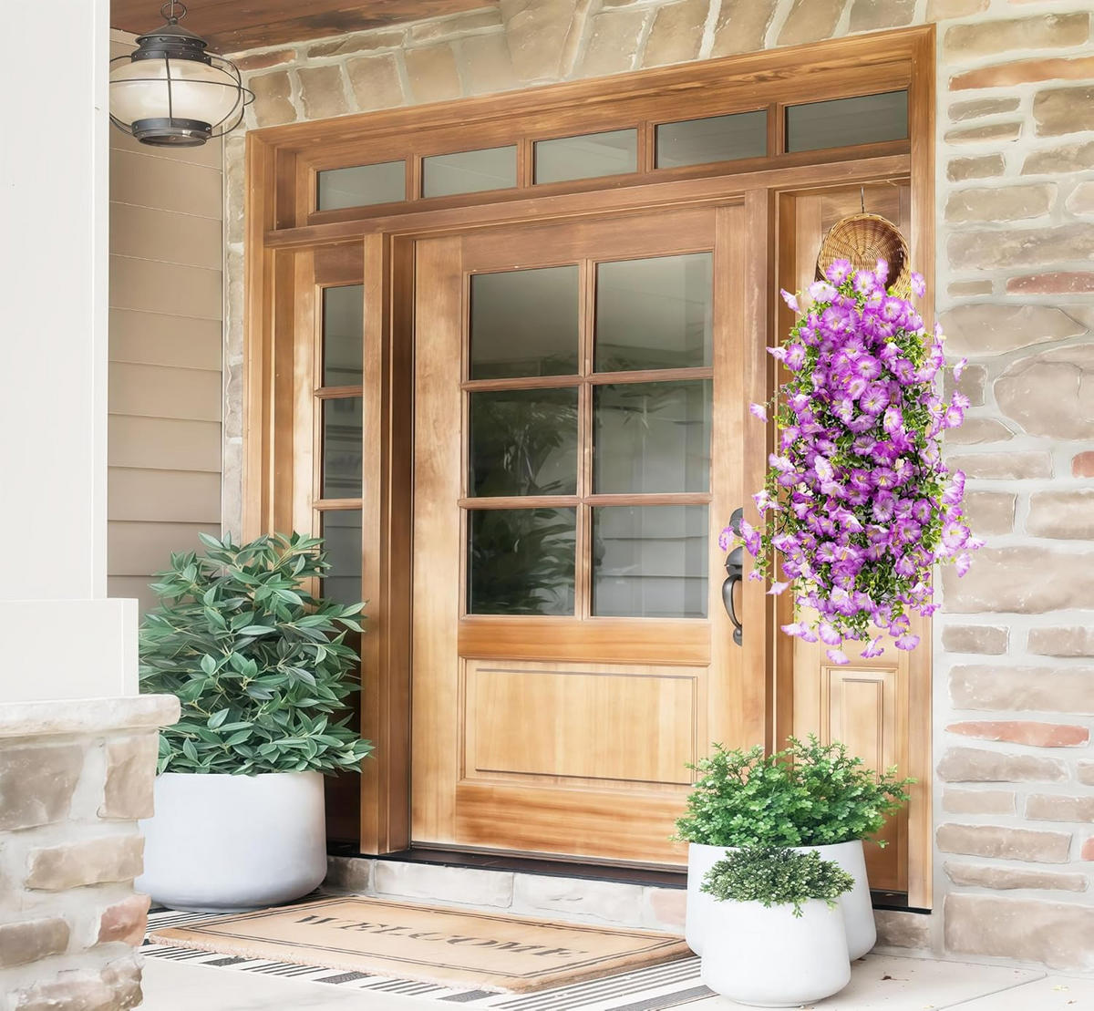 KUNSTBLUME 2 Stück Kunstblumen Veilchen Hängend - Beige, Kunststoff (75cm) - Kaket