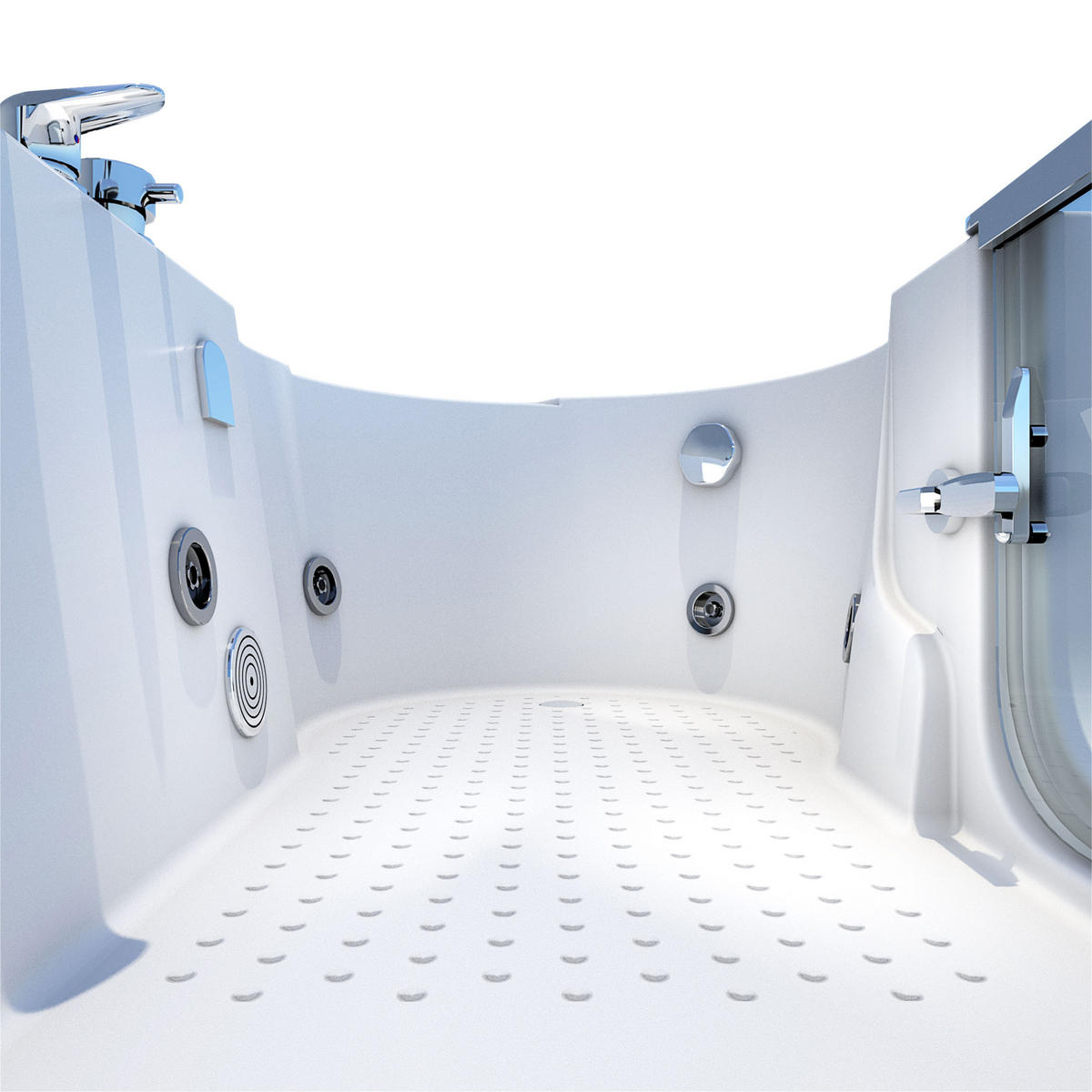 SITZWANNE Whirlpool Badewanne mit Tür S12-EH-WP-L 170x85cm - Weiß, Glas/Kunststoff (85/60/170cm) - AcquaVapore by Sandra Jentho