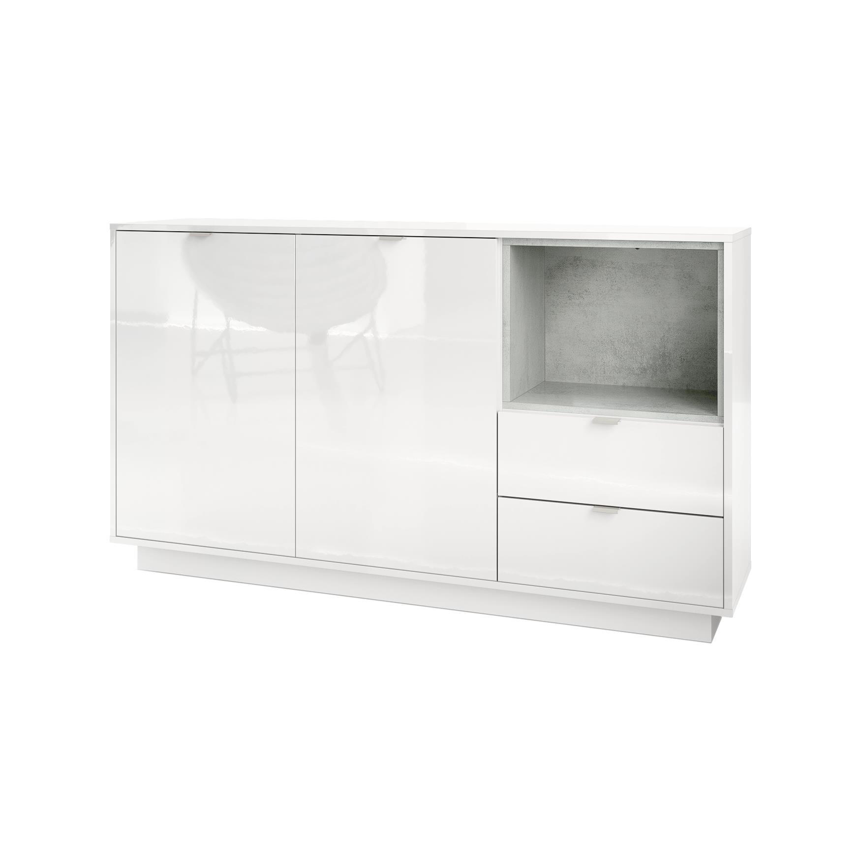 SIDEBOARD Metro Einsatz in Beton Oxid Optik - Hellgrau, Holzwerkstoff (153/88/38cm) - Vladon
