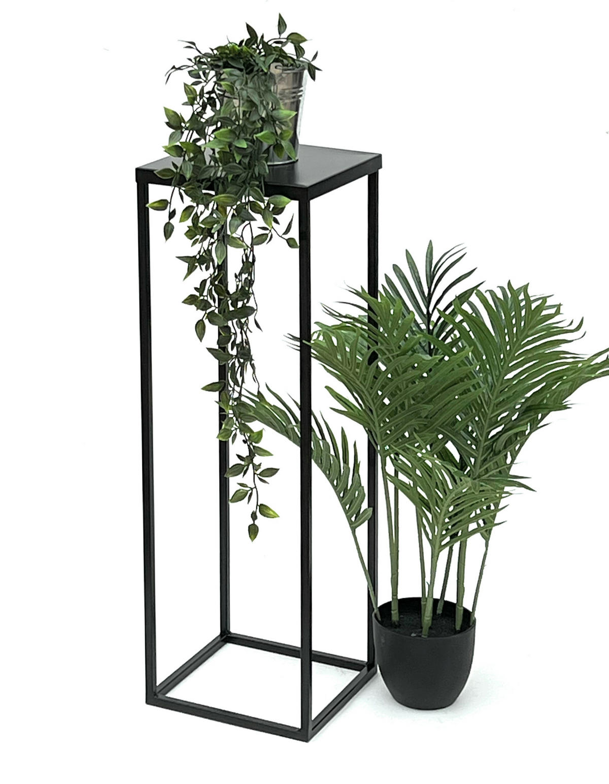 BLUMENHOCKER Metall Schwarz 70 cm Eckig - Schwarz, Metall (24/70/24cm) - DanDiBo