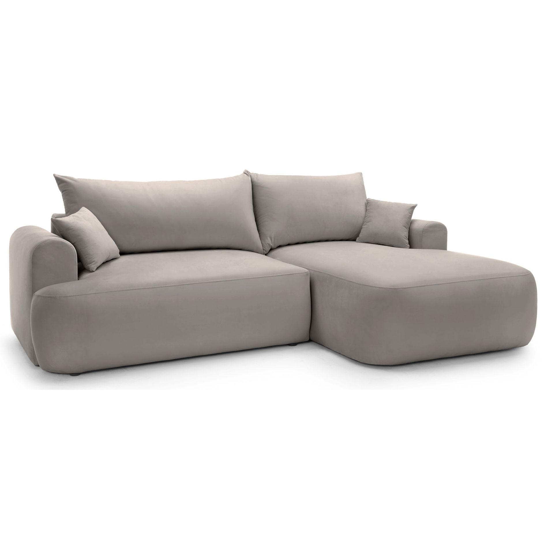 ECKSOFA Ovo Hellgrau mit wasserabweisendem Samtbezug - Hellgrau/Schwarz, Kunststoff/Textil (260/165cm) - Selsey