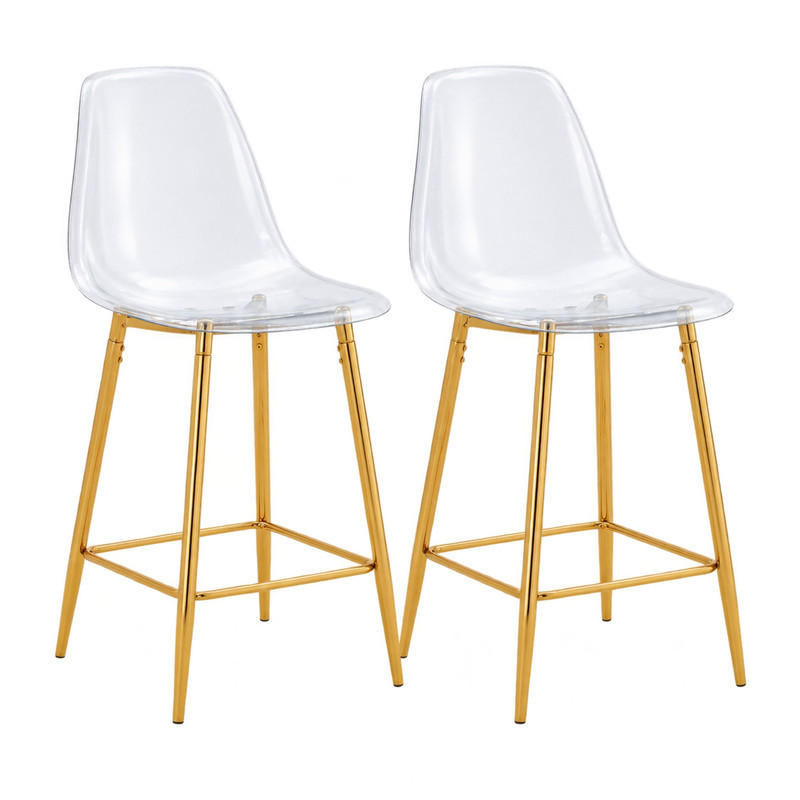 BARHOCKER 2er-Set Transparent Metallgestell Gold - Goldfarben, Metall (45/102/51cm) - Meubliv
