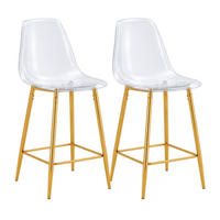 BARHOCKER 2er-Set Transparent Metallgestell Gold - Goldfarben, Metall (45/102/51cm) - Meubliv