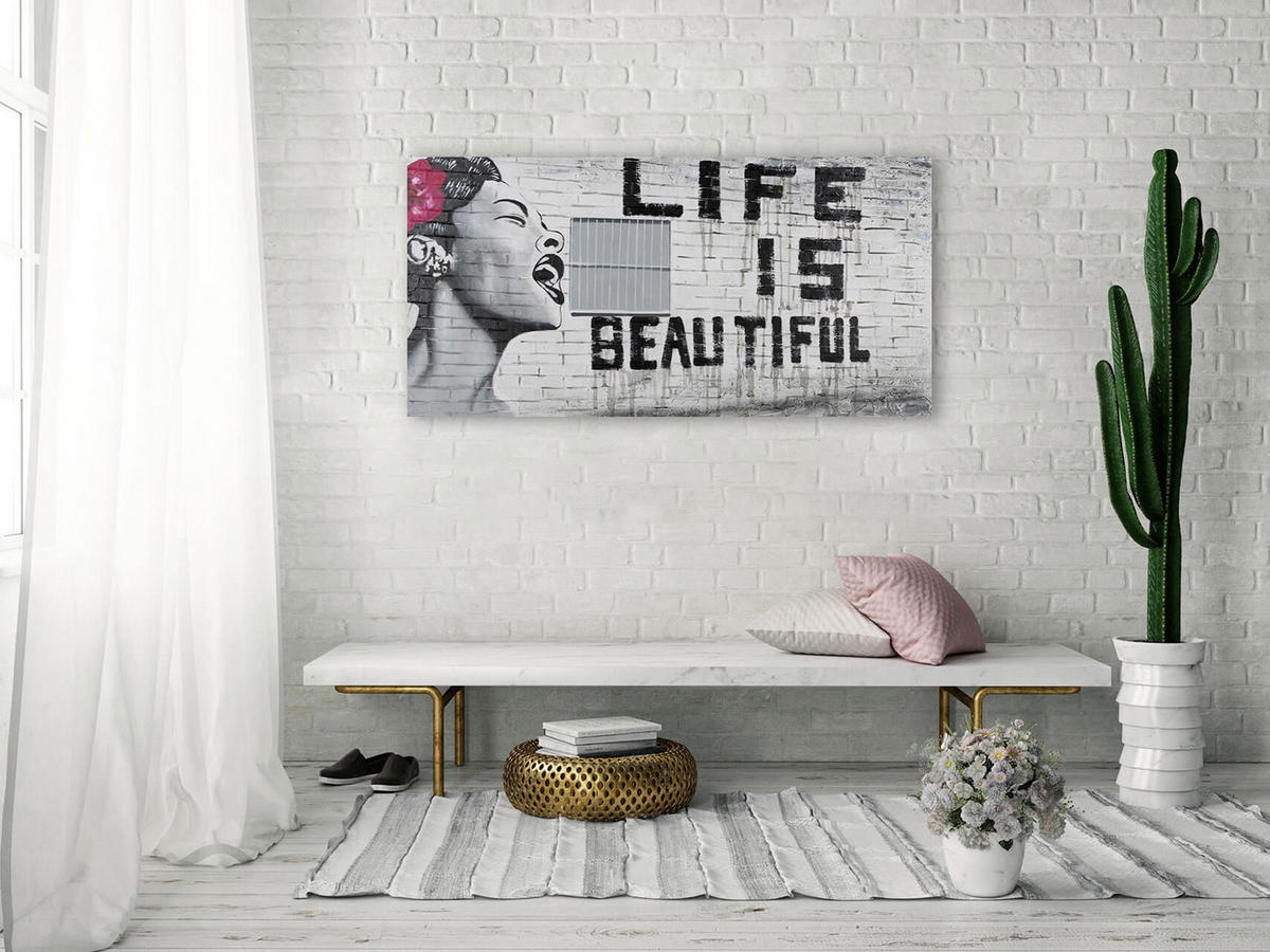 ACRYLBILD HANDGEMALT 120/60 cm - Pink, Holz/Textil (2/60cm) - KUNSTLOFT