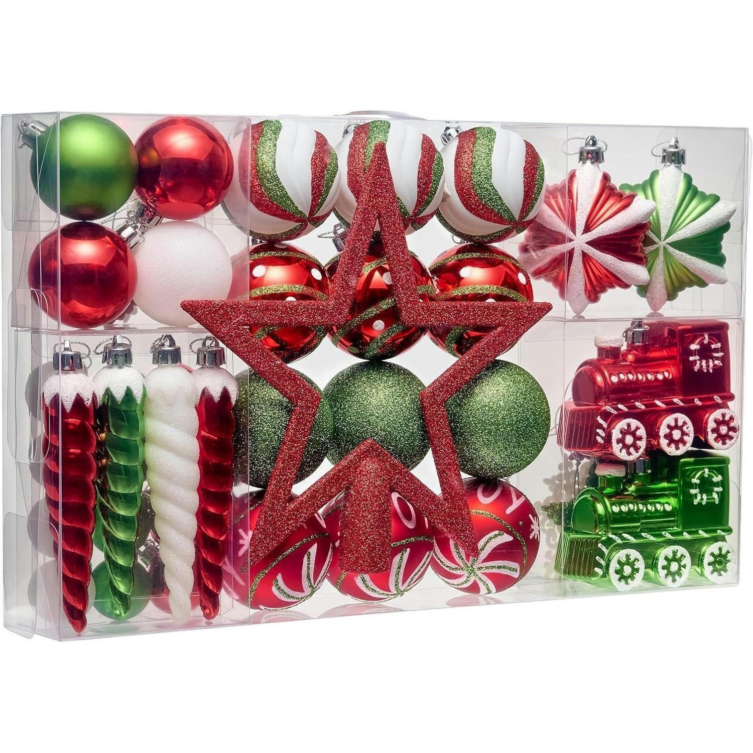 WEIHNACHTSKUGELN Set Rot Grün Weiß 50-teilig - Multicolor, Kunststoff (20/6/20cm)