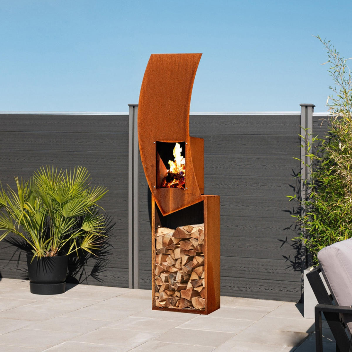 GARTENFEUER SWING - Orange, Metall (60/220/35.5cm) - Home Deluxe