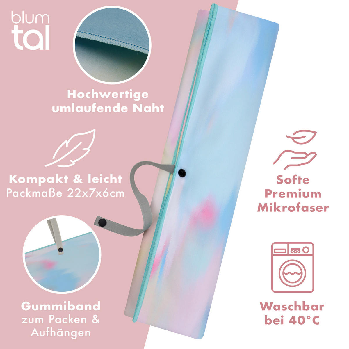 STRANDTUCH Thor 90/180 cm, Aquarellfarben - Multicolor, Textil (90/180cm) - Blumtal