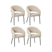 ARMLEHNSTUHL-SET 4 Stück in Teddystoff Beige - Beige/Schwarz, Textil/Metall (57/81/56cm) - Furnhouse
