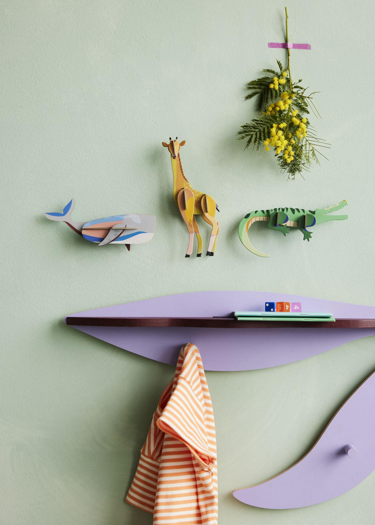 WANDSKULPTUR Bunt 5,5/8 cm - Multicolor, Wellpappe (5.5/8/18cm) - Studio Roof