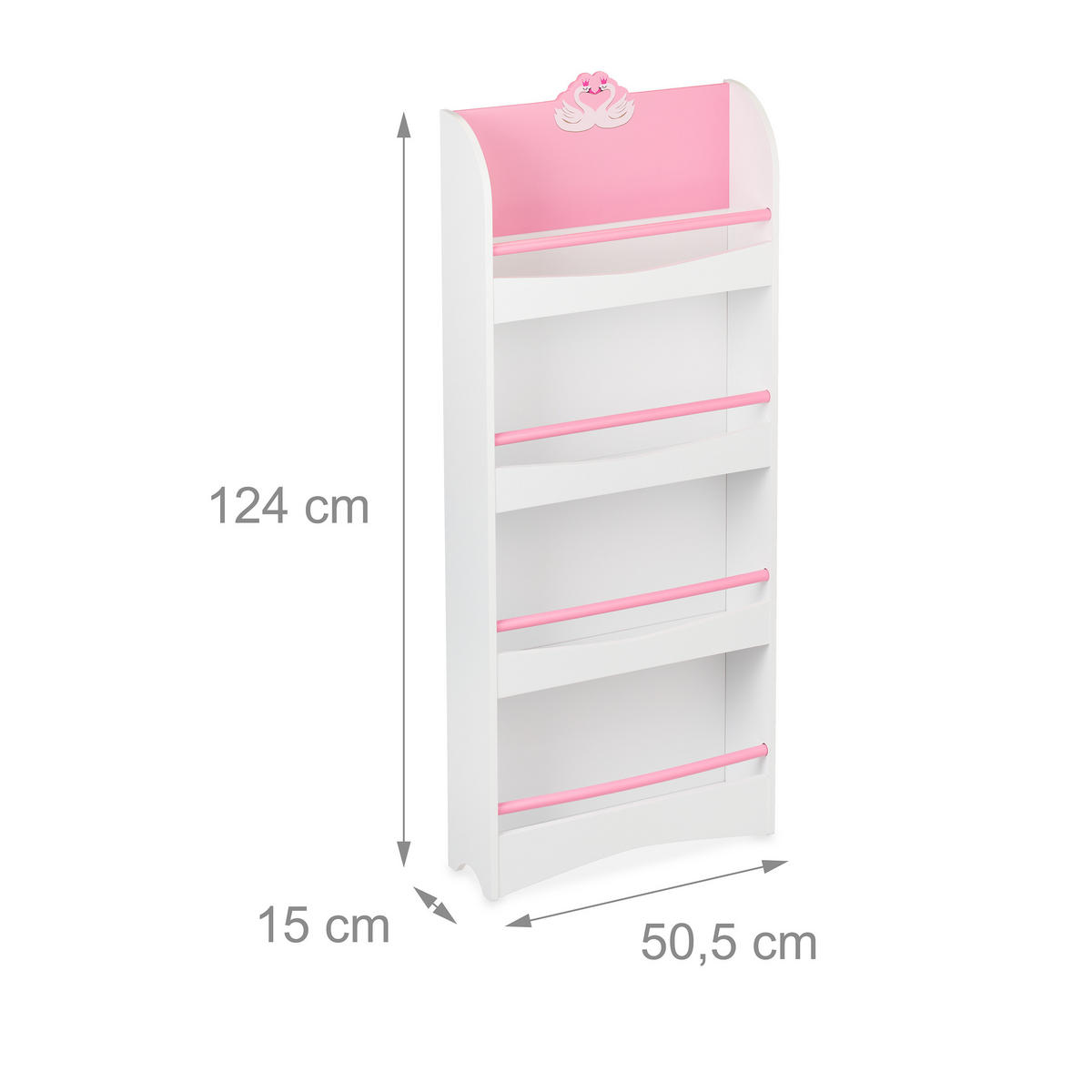 KINDERBÜCHERREGAL - Weiß, Holzwerkstoff (50.5/124/15cm) - Relaxdays