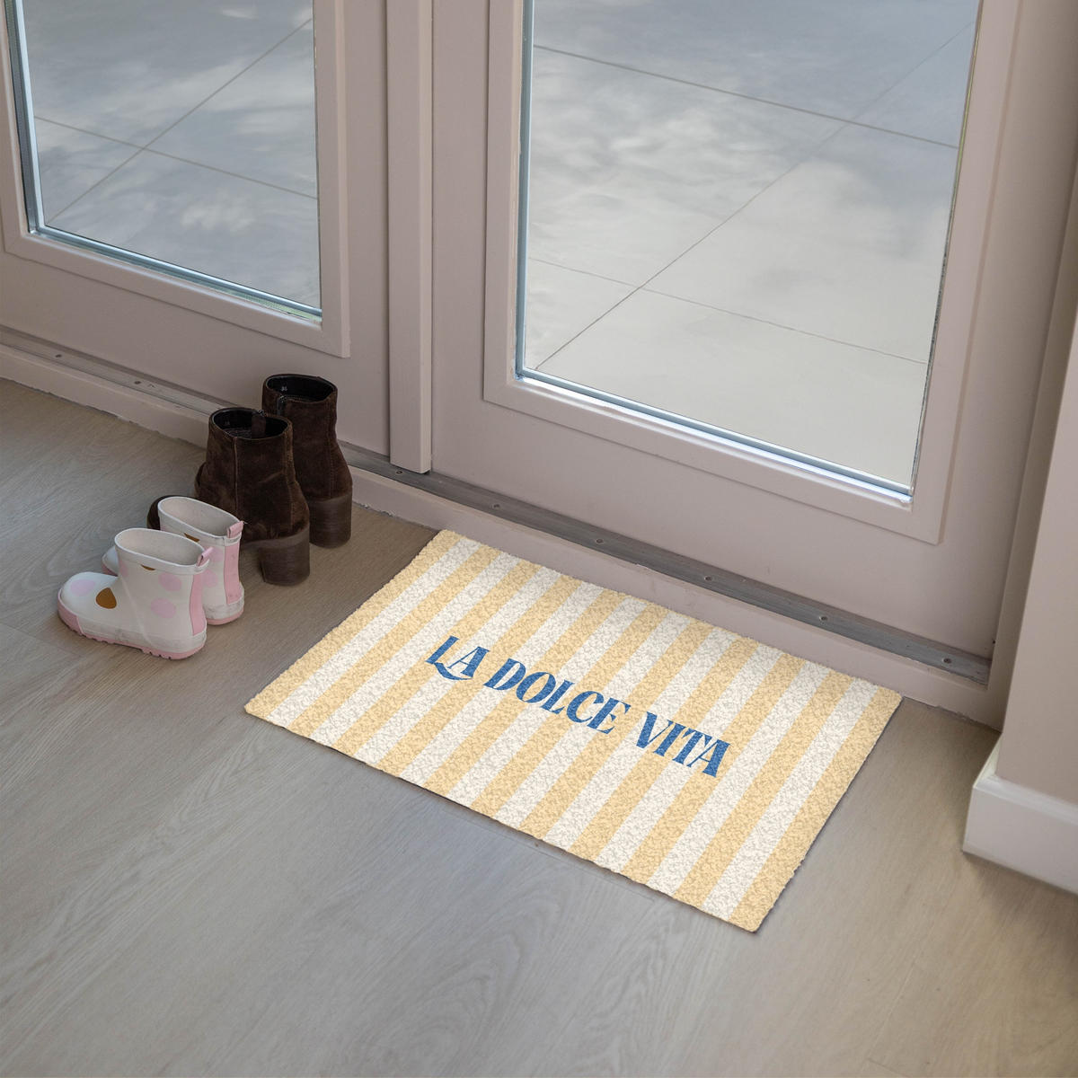 FUSSMATTE Blau – Gelb – Streifen – La Dolce Vita 60x40 cm - Hellgelb, Kunststoff (60/0.4cm) - MuchoWow