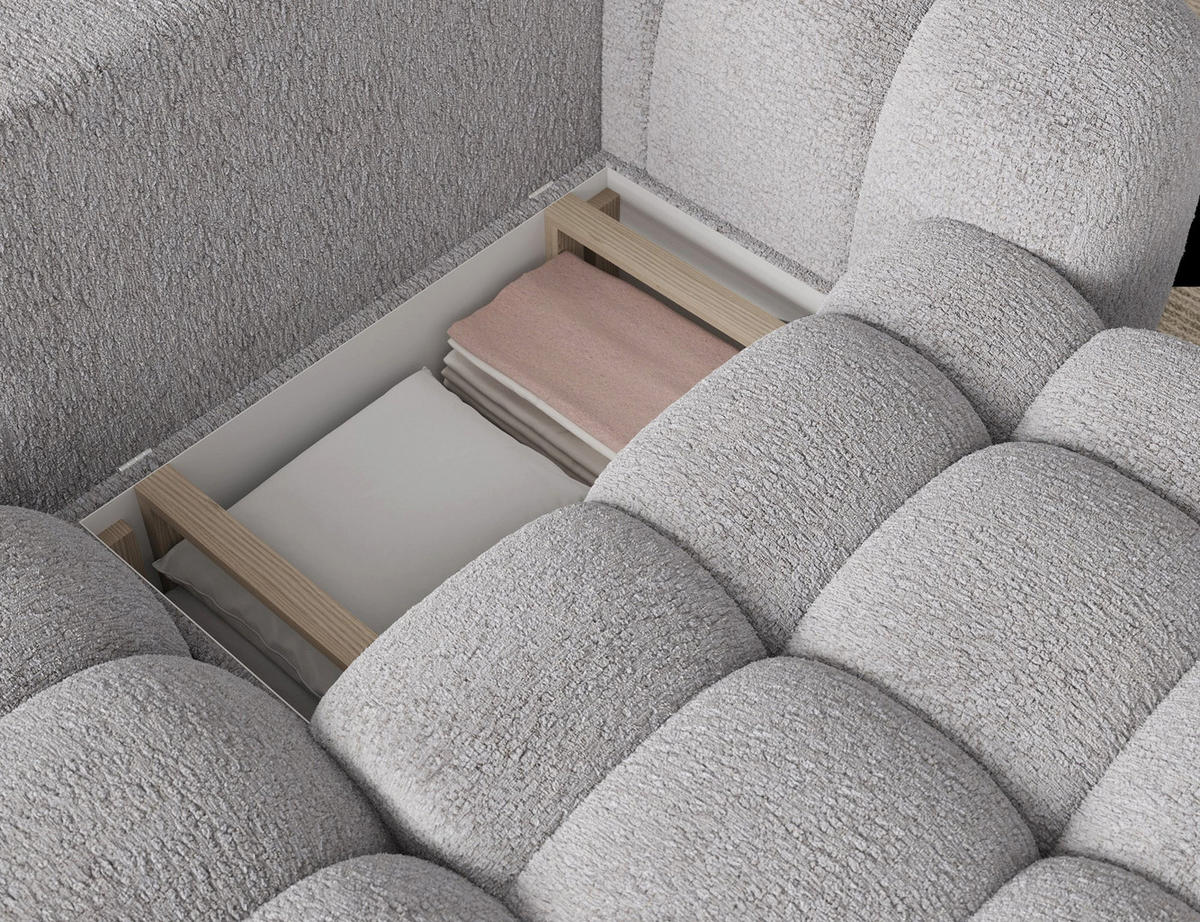 ECKSOFA COZION L-Form mit Schlaffunktion & Bettkasten – Modernes 3-Sitzer Sofa, HR-Kaltschaum, Wellenfederung, 267 × 165 cm - Schwarz/Grau, Kunststoff (165/267cm) - Wohnideebilder