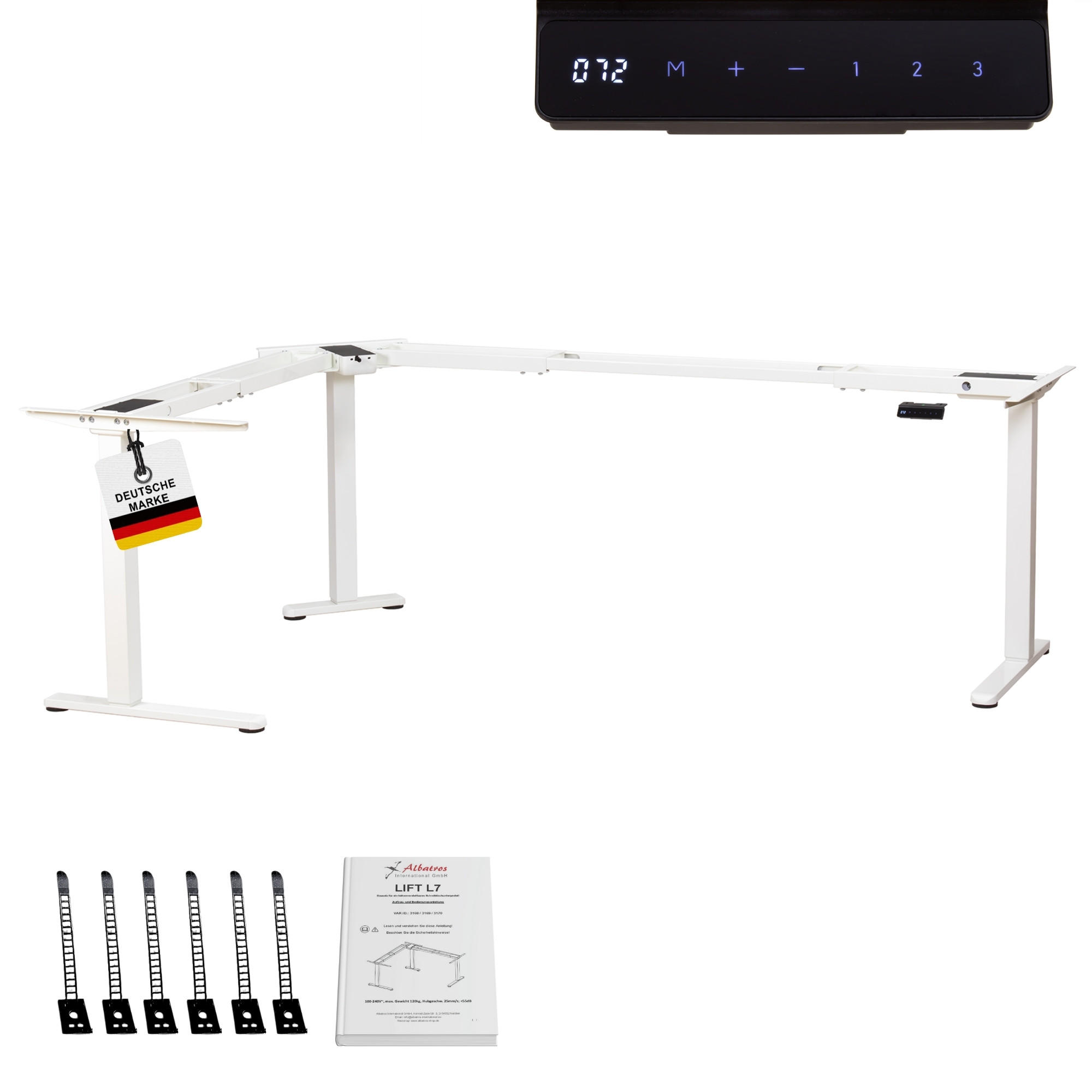ECK TISCHGESTELL HÖHENVERSTELLBAR Lift L7 weiss - Weiß, Metall (68/180/118cm) - Albatros