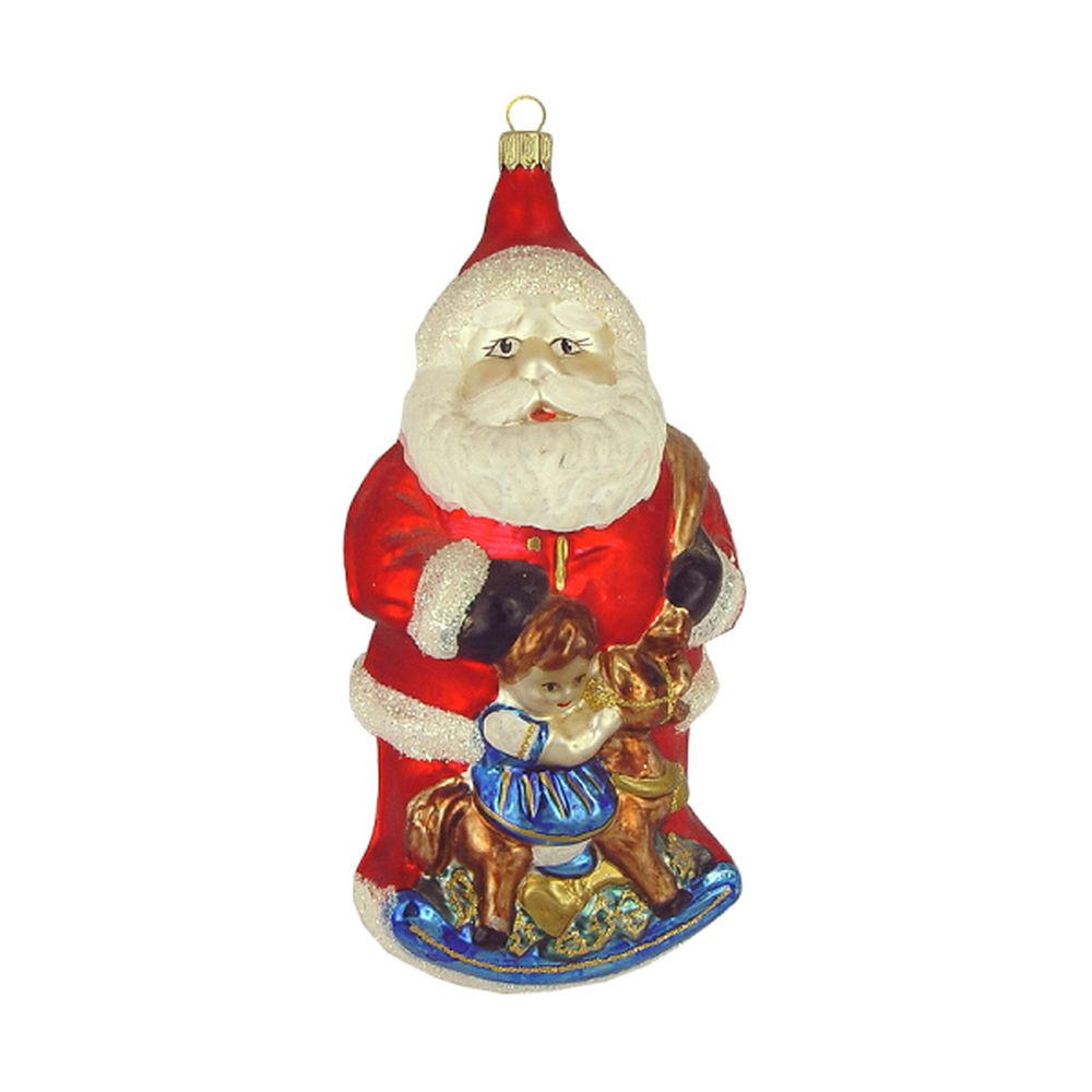 CHRISTBAUMSCHMUCK Weihnachtsmann mit Schaukelpferd bunt 18 cm - Multicolor, Metall (0.1/18/0.1cm)