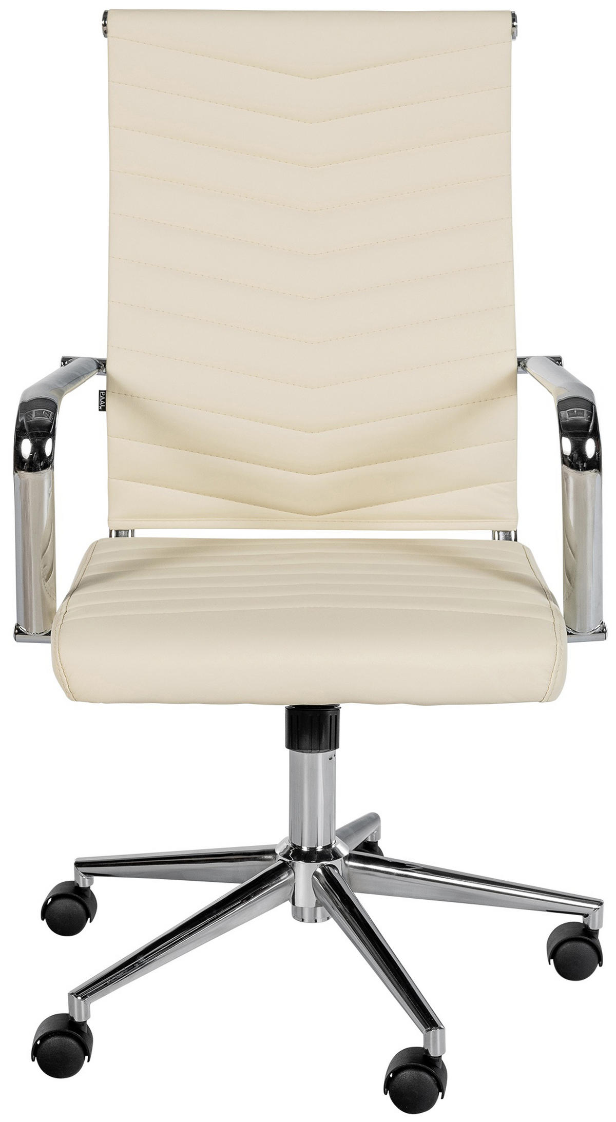 BÜROSTUHL Zynor Kunstleder creme - Chromfarben/Creme, Metall (57/109/60cm) - TPFLiving