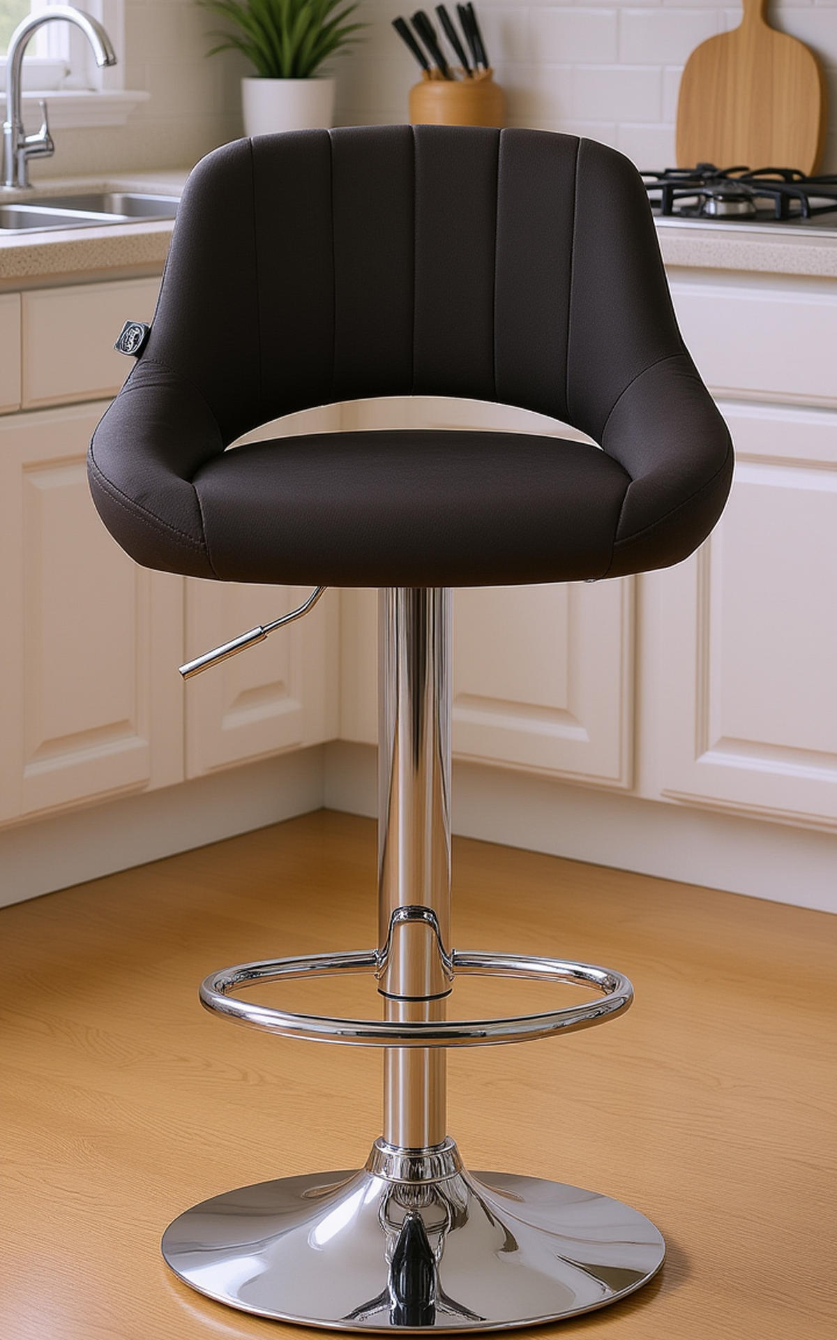 BARHOCKER Milos Samt chrom schwarz - Chromfarben/Schwarz, Textil/Metall (47/106/48cm) - TPFLiving
