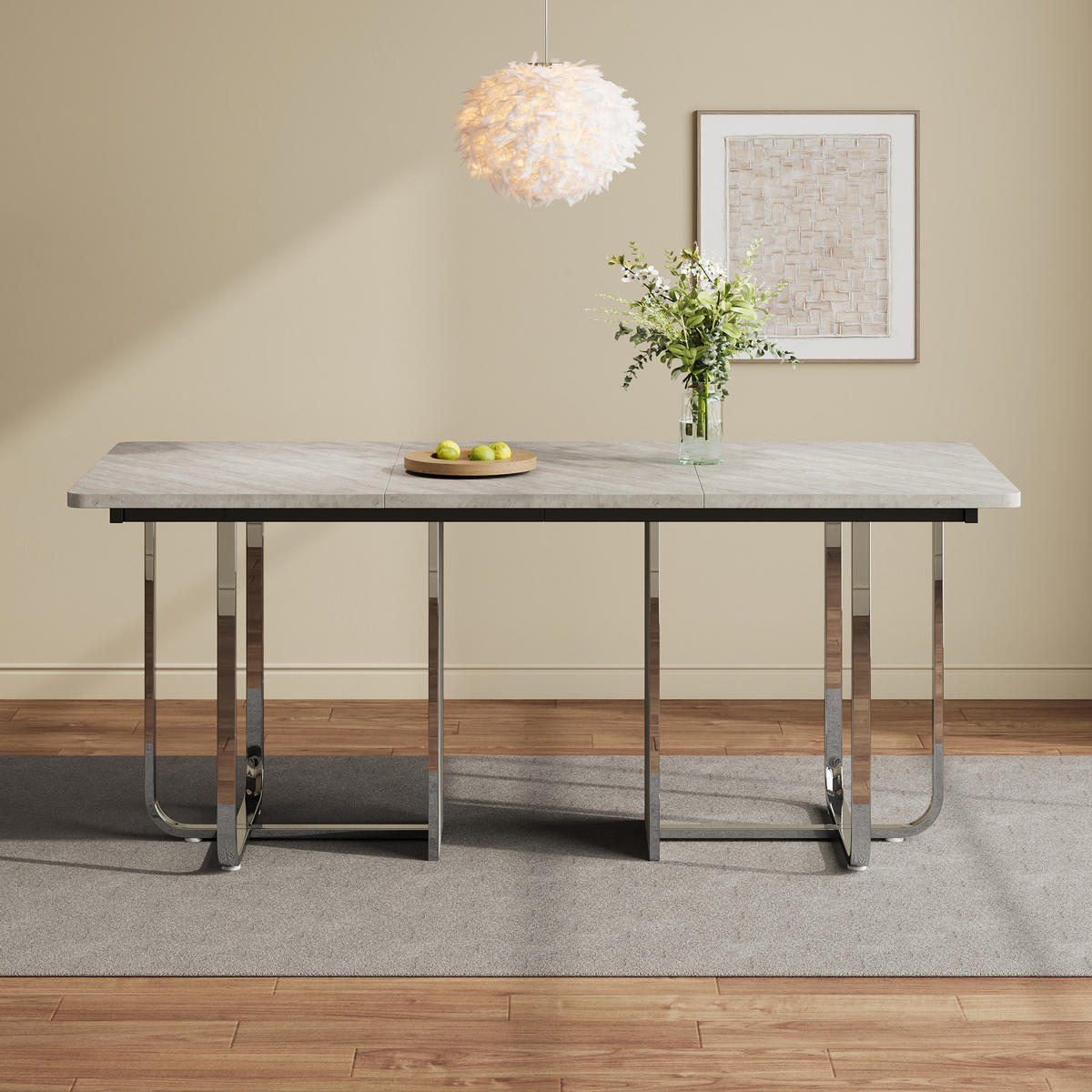 ESSTISCH 180/80/75 cm grau mit stabilen Metallbeinen - Grau, Holzwerkstoff (180/80/75cm) - OKWISH