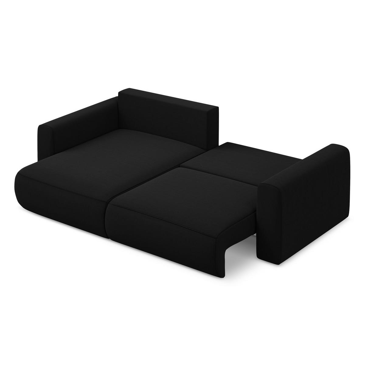 ECKSOFA mit Schlaffunktion Samt Stoff Schwarz - Schwarz, Kunststoff/Textil (149/240cm) - LaMiaSofa