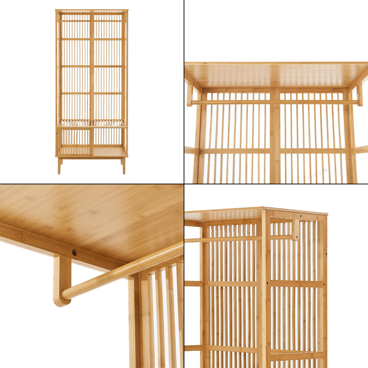 GARDEROBENSTÄNDER Vemb - Naturfarben, Holz (80/185/45cm) - [en.casa]