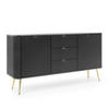 SIDEBOARD ZENZERO 168/87/39 cm mit 3 Schubladen 2 Türen Schwarz - Goldfarben/Schwarz, Holzwerkstoff (168/87/39cm) - MASSENO
