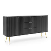 SIDEBOARD ZENZERO 168/87/39 cm mit 3 Schubladen 2 Türen Schwarz - Goldfarben/Schwarz, Holzwerkstoff (168/87/39cm) - MASSENO