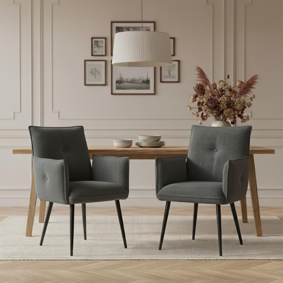 ESSZIMMERSTUHL Mika-Ayla - Anthrazit/Schwarz, Textil/Metall (60/88/63cm) - DUBI Möbel