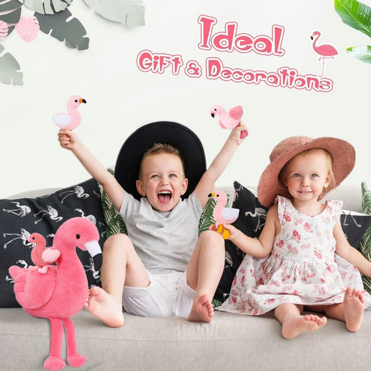 PLÜSCHTIER Flamingo mit 4 Babys 45 cm - Rosa, Textil (32/45cm)