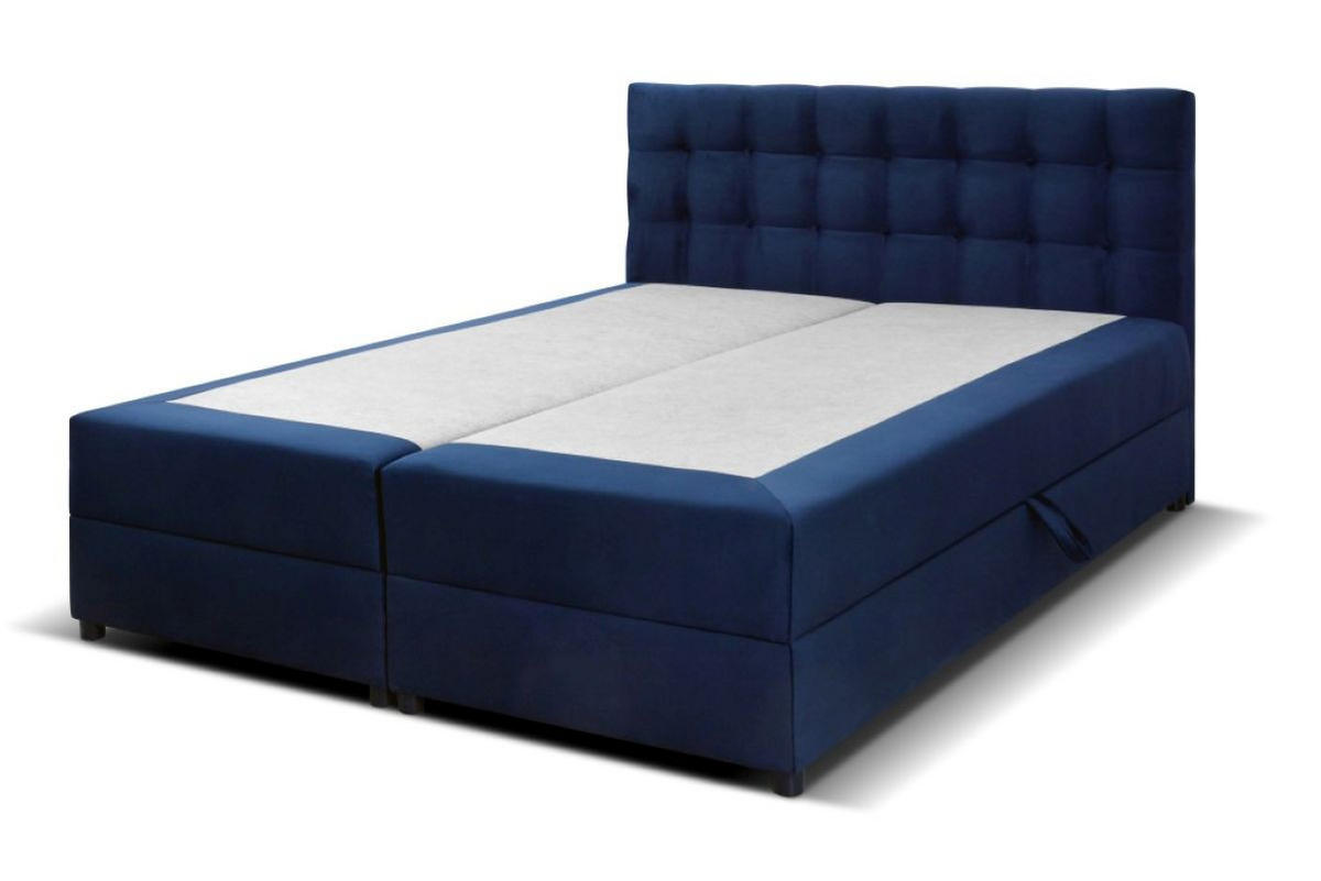 BOXBETT Malmo 200x200 cm mit Topper, zwei Bettkästen und Matratze, blau - Dunkelblau, Kunststoff (200/200cm) - Margaret Hadas24